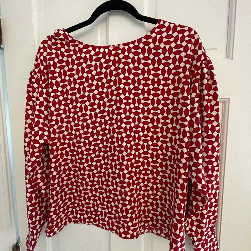 Primark Red and White Patterned Blouse